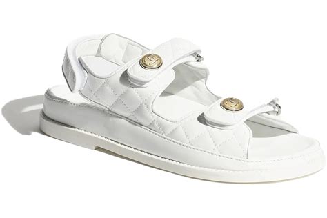 chanel g35927|Chanel Quilted Sandal White Laminated Lambskin .